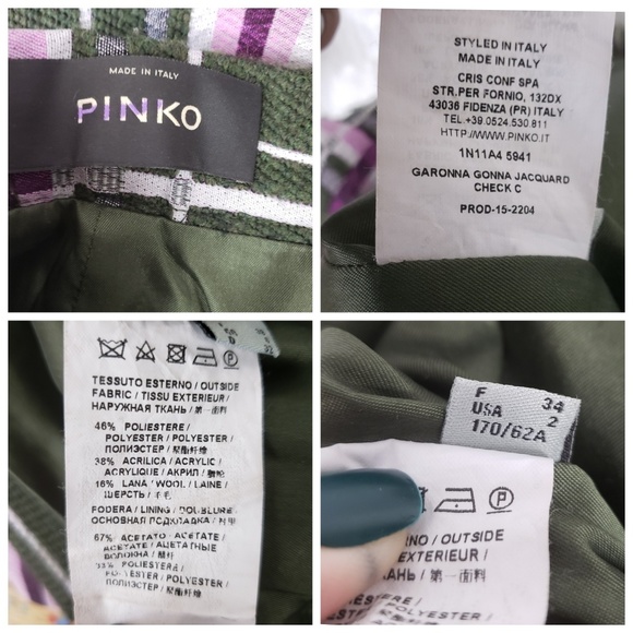 Pinko Green and Purple Plaid Pencil Skirt - Picture 5 of 8